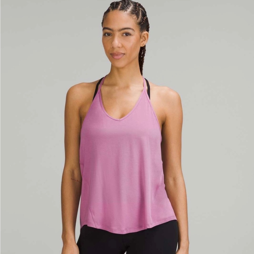 Stunning Lululemon Quick Dry Super Soft Modal Silk T-Back Tank Sz 4 Velvet Dust